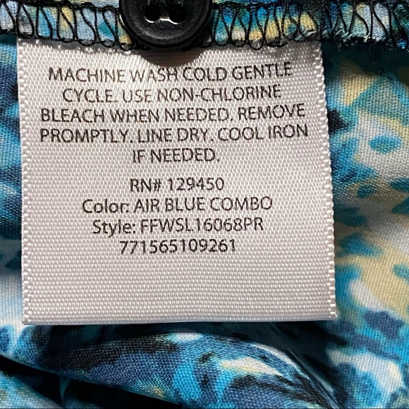 White Stag Women’s Medium (8-10) Blouse Green Yellow White Print 3/4 Sleeve - Picture 6 of 8